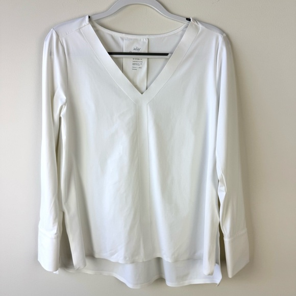 Aday White Something Tailored Ling Sleeve V Neck Blouse - Picture 2 of 8